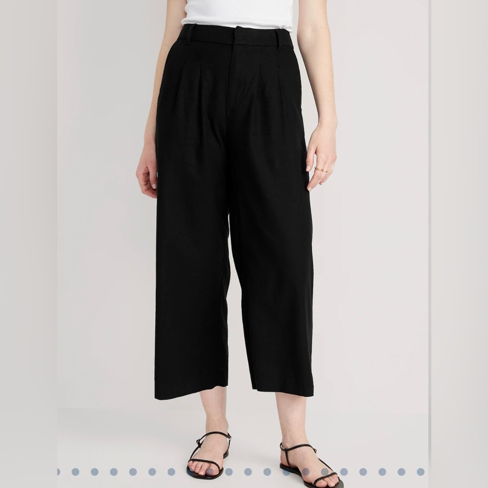 NWT! High-Waisted Linen-Blend Cropped Wide-Leg Pants for Women by Old Navy (3X)